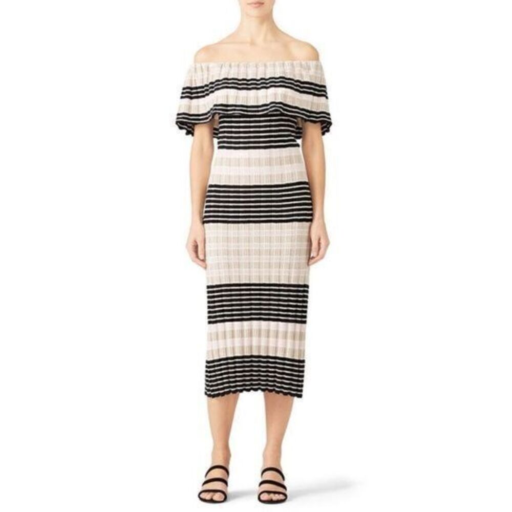 FREE PEOPLEย Off Duty Off TheโShoulder Knit Dress In Ivory LARGE